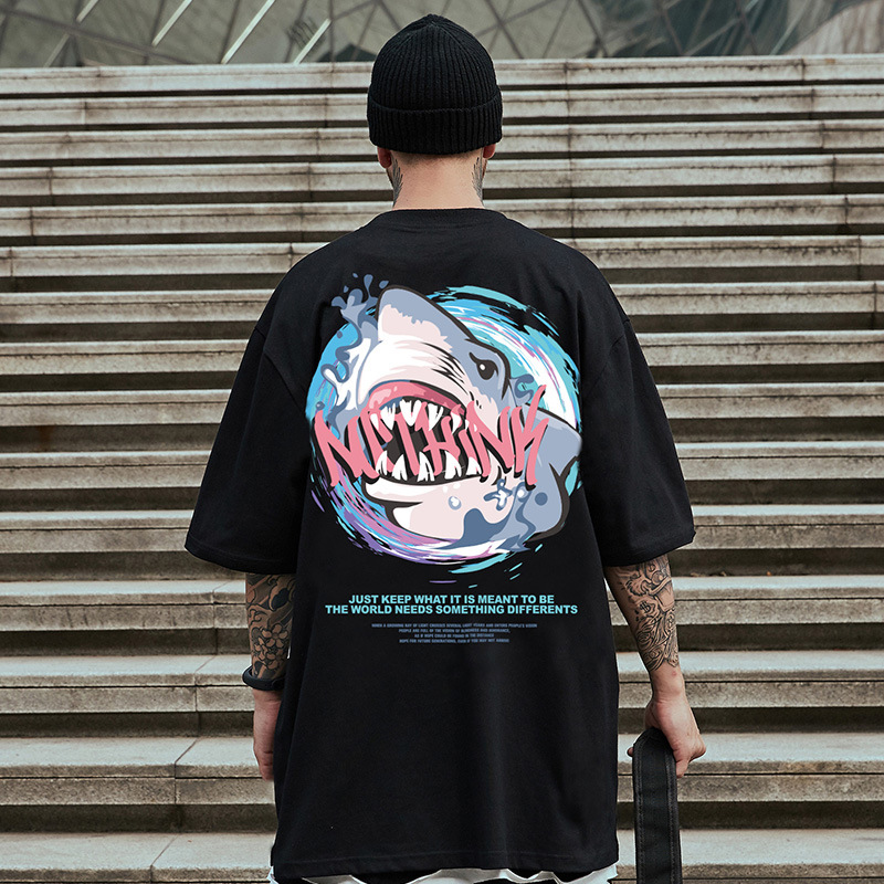 C&JOversize-Modemarke, dicke Herrenbekleidung, große Größe, Guochao, Hip-Hop, lockeres Kurzarm-T-Shirt, Astronauten-Halbarm-Mode_voghion.com