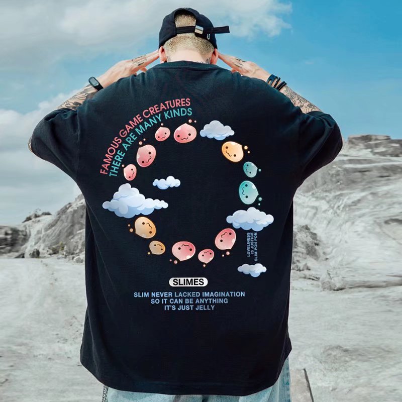 C&J Übergroße Modemarke, dicke Männer, große Größe, Hip-Hop, loses Ölgemälde, Kurzarm-T-Shirt, Mode, halbe Ärmel_voghion.com