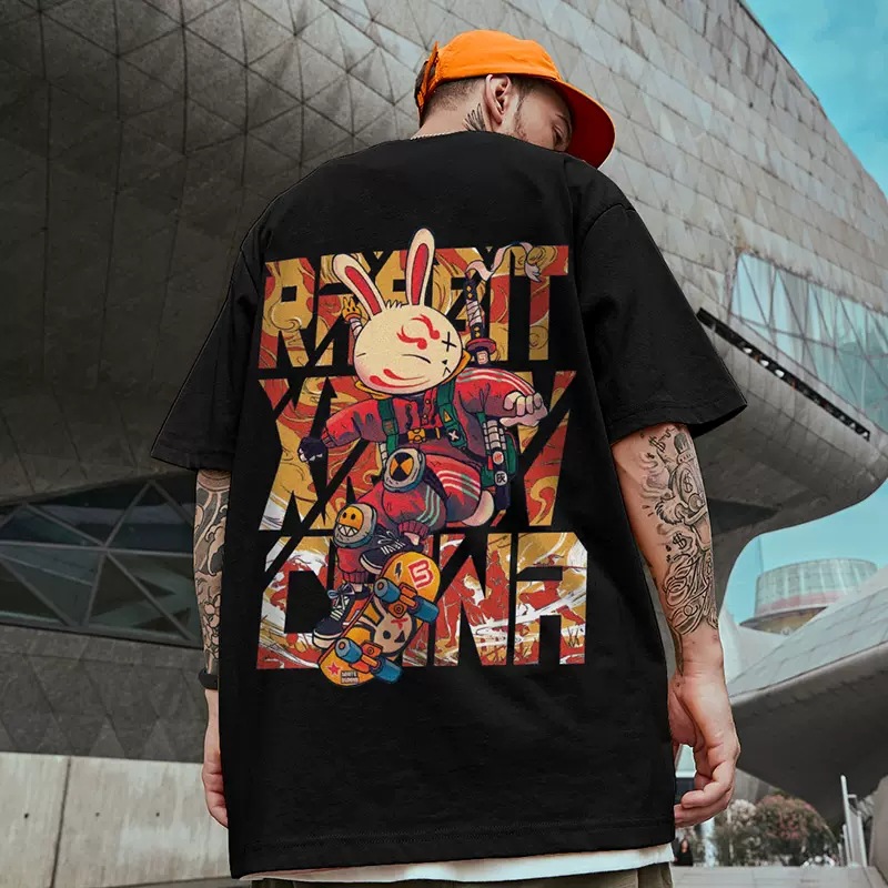 C&JAmerican Oversize Kurzarm T-Shirt Herrenmode Plus Size Herren Paar BF Lose 2023 Halbarm Mode_voghion.com