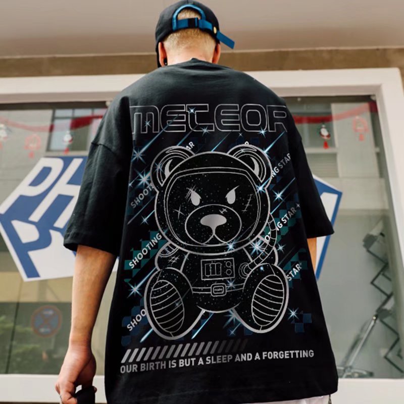 C&J High Street Kurzarm T-Shirt Große Herren Lose Sommer Oversize American Fat Herren Top Kleidung Ins Fashion Label_voghion.com