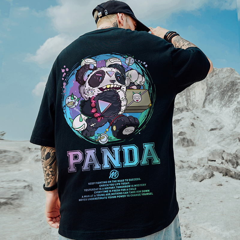 C&JHigh Street Fashion Brand Loose T-shirt Fat Short Sleeve Men's Fat Plus Sleeve Oversize Couples Large Men's Wear_voghion.com