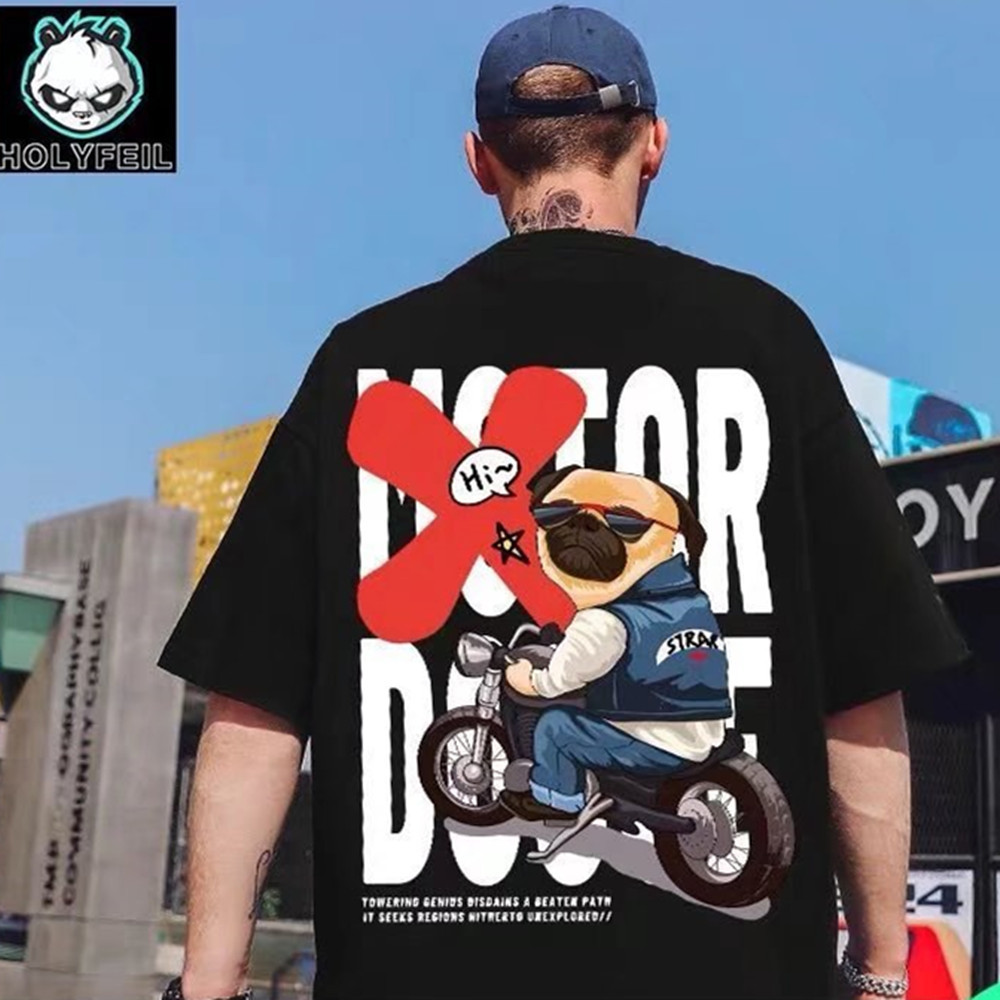 C&JSummer 2023 Little Bear Kurzarm-T-Shirt für Herren, lockere Modemarke, ins halbe Ärmel, großes, dickes Herren-Fat-Trend-T-Shirt_voghion.com