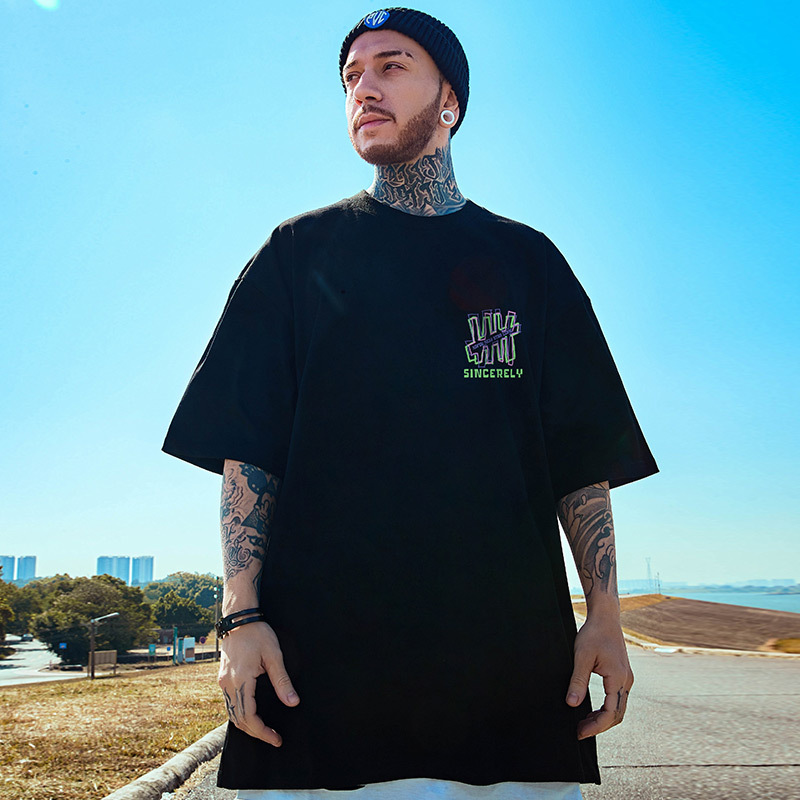 C&JHigh Street Fashion Marke Lose T-Shirt American Kurzarm Herren Fat Plus 5/4 Ärmel Fat Man Große Herren 8XL_voghion.com