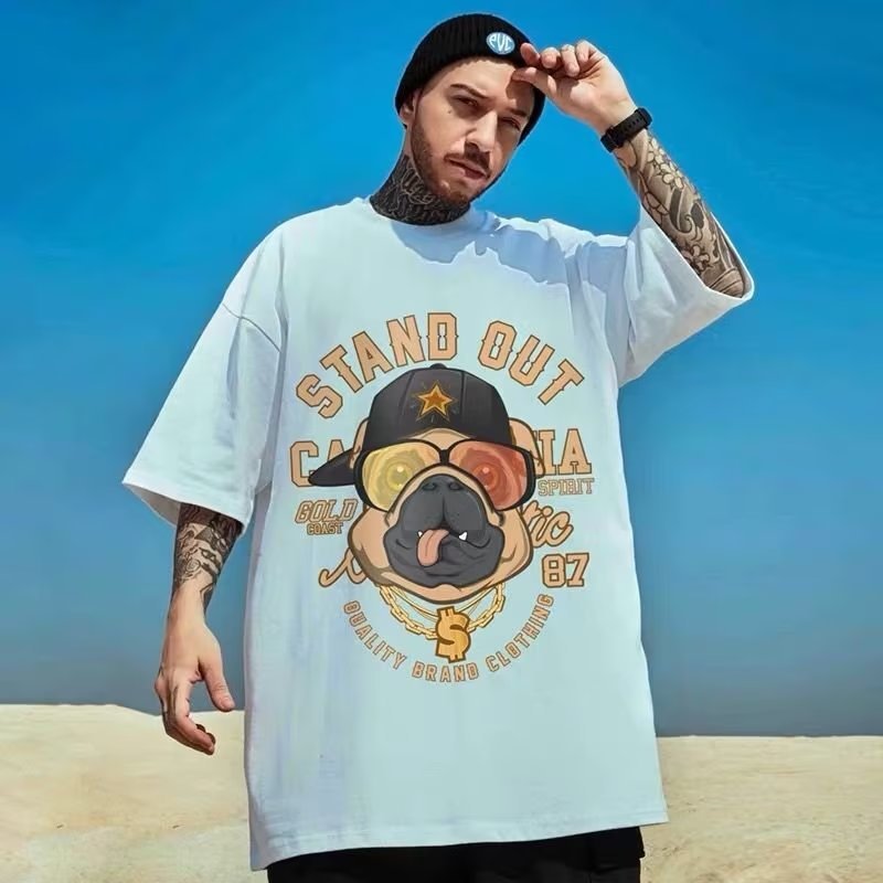 C & JAmerican Street Fashion Brand Hip Hop Fried Street Dark Black High Street T-shirt Homme INS Fashion Large Plus_voghion.com