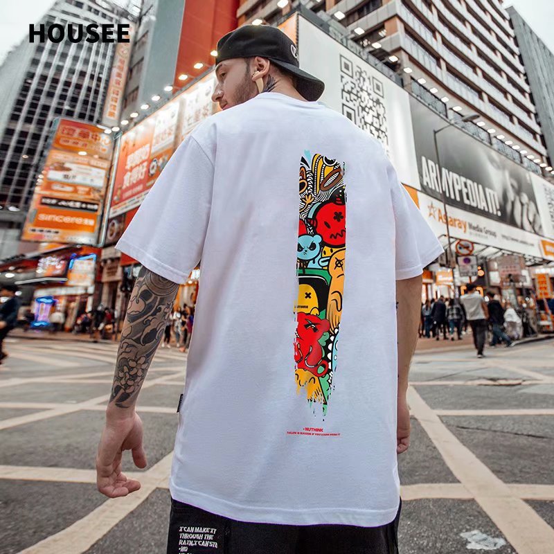 C&J Fashion Marke Kurzarm T-Shirt Herrenmode Marke Ins Lose Große Herren Cartoon Halbarm Liebhaber Sommer_voghion.com