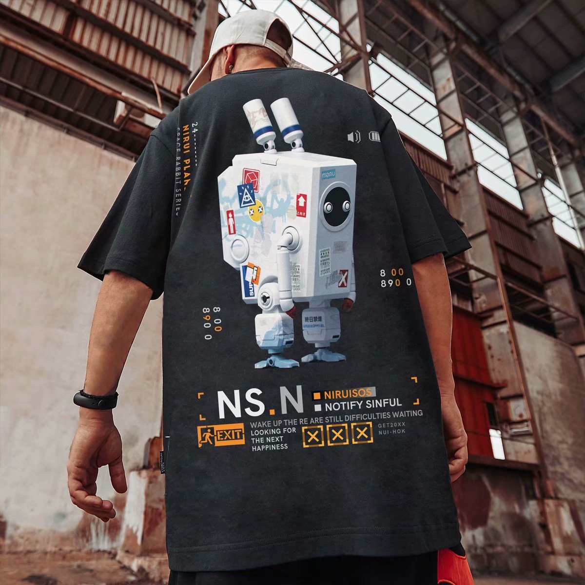 C&JChina-Chic Hip Hop Fashion Marke Astronaut Nasa Bedrucktes Kurzarm-T-Shirt Herrenmode Lose Größe Halbarm Fat T-Shirt_voghion.com