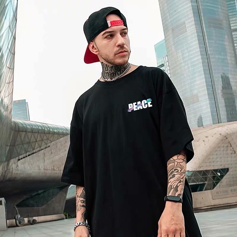 C&J Astronauten-Kurzarm-T-Shirt mit halben Ärmeln, Übergröße, lockere Version, Astronauten-Amerikaner, trendiger BF-Stil_voghion.com