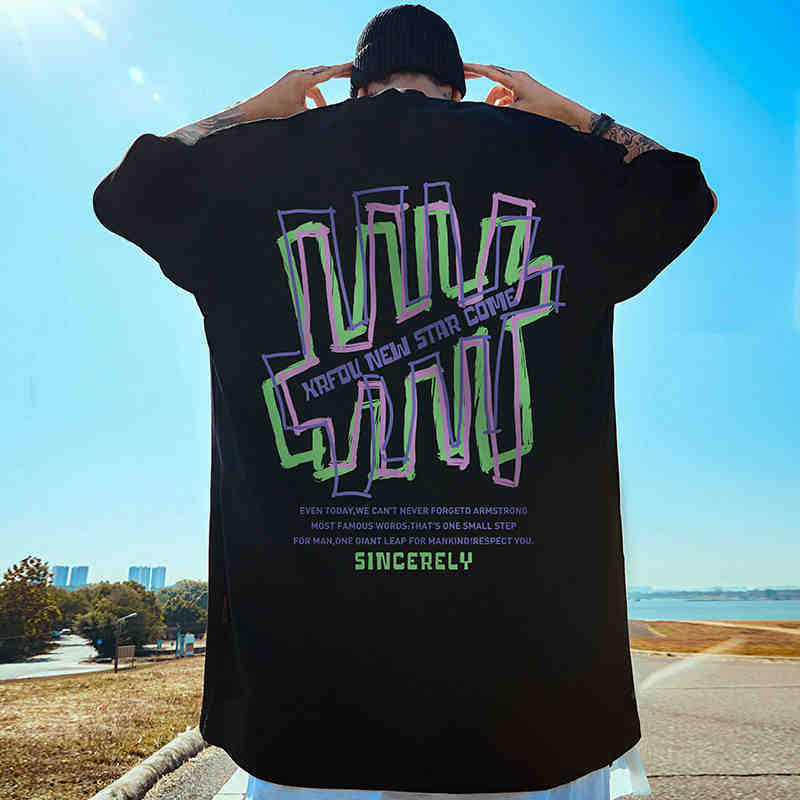 C&JHigh Street Fashion Marke Lose T-Shirt American Kurzarm Herren Fat Plus 5/4 Ärmel Fat Man Große Herren 8XL_voghion.com