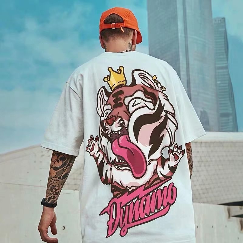 C&J rotes Kurzarm-T-Shirt für Herren, neuer Sommer, großes T-Shirt, Paar, halbe Ärmel_voghion.com