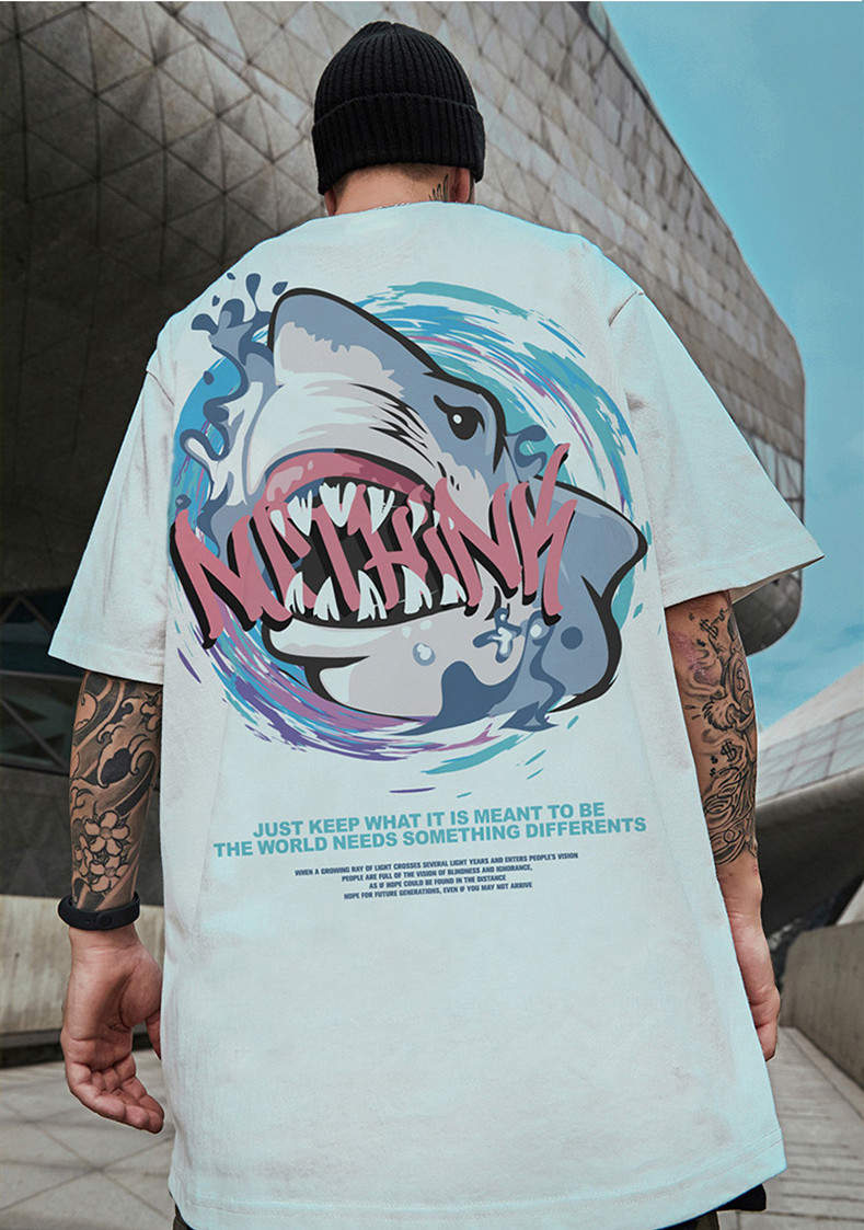 C&JOversize-Modemarke, dicke Herrenbekleidung, große Größe, Guochao, Hip-Hop, lockeres Kurzarm-T-Shirt, Astronauten-Halbarm-Mode_voghion.com