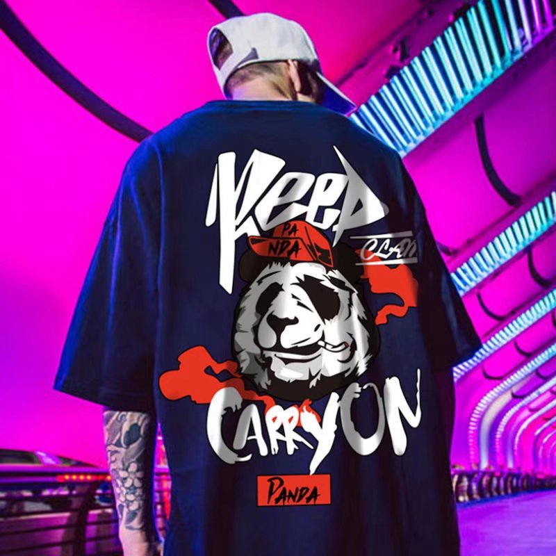C&JHigh Street Fashion Marke Mode Ins Fett Kurzarm T-Shirt Herrenmode Sommer Nationale Mode Lose Große Herren Halbarm 8XL_voghion.com