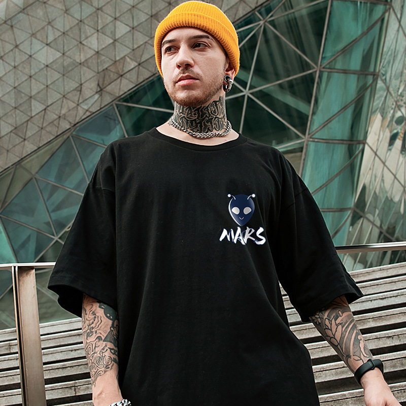 C&JOversize-Modemarke, dicke Herrenbekleidung, große Größe, Guochao, Hip-Hop, lockeres Kurzarm-T-Shirt, Astronauten-Halbarm-Mode_voghion.com