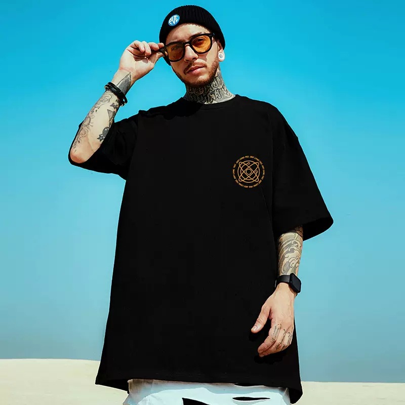 C&JChina-Chic Fat Man Ins Kurzarm-T-Shirt Herrenmode-Druck Große Herrenbekleidung Lose Plus Fat Plus Modemarke_voghion.com