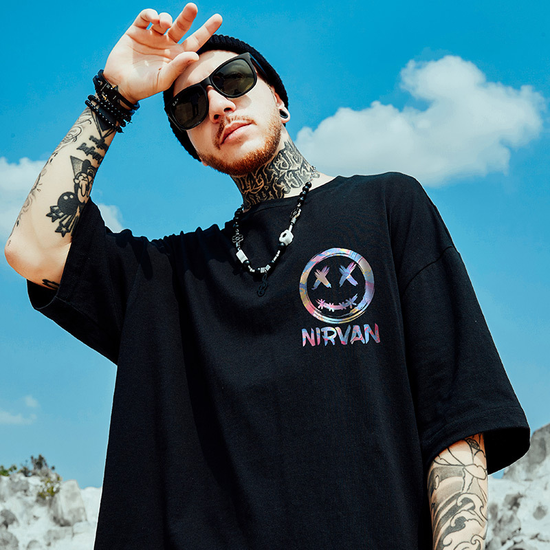 C&JChina-Chic T-Shirt Fat Man Trendy Ins Kurzarm Trendy Marke Loose Sommer Chinesischer Stil Übergröße Fünf Halbarm_voghion.com