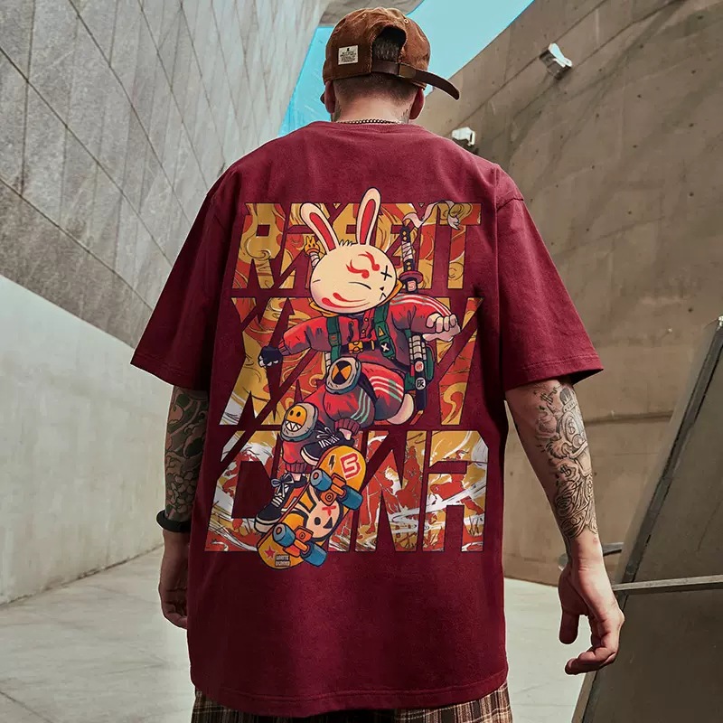 C&JAmerican Oversize Kurzarm T-Shirt Herrenmode Plus Size Herren Paar BF Lose 2023 Halbarm Mode_voghion.com
