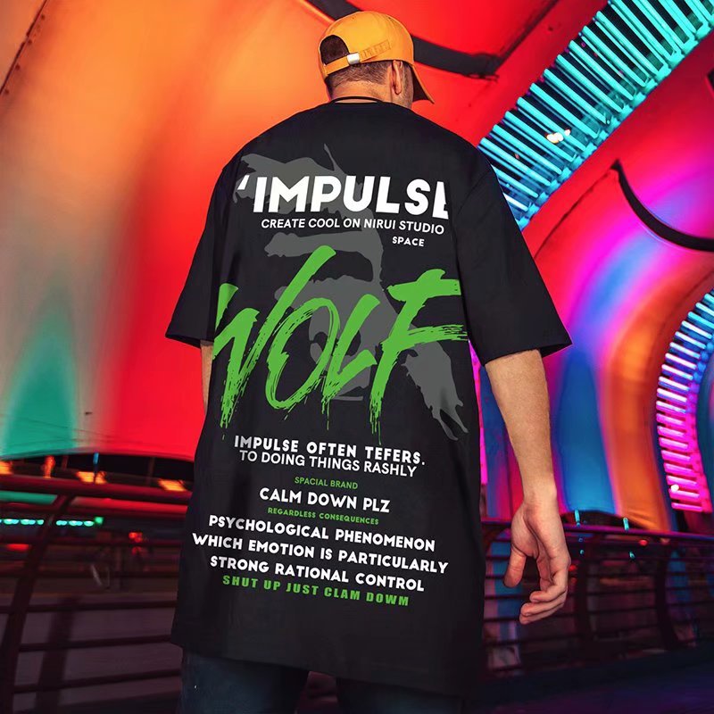 C&J Graffiti-Bär Kurzarm-T-Shirt Herrenmode Fett Hiphop Trend Mast Halbarm Liebhaberkleidung_voghion.com