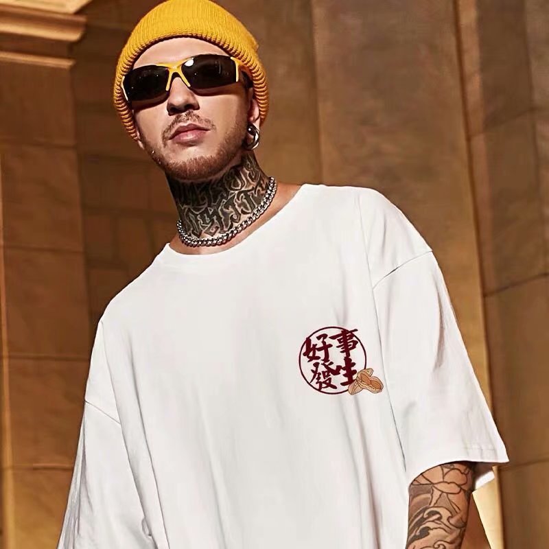 C&JChina-Chic Culture Kurzarm-T-Shirt, Herrenmode, Marke, großes lockeres Halbarm-T-Shirt für den Sommer, fetter Druck, für Paare_voghion.com