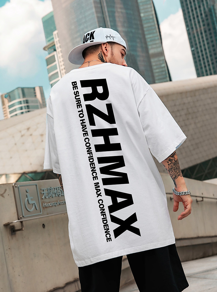 C&JSummer Großes Buchstaben-Druck-Hip-Hop-Kurzarm-T-Shirt Herrenmodemarke Loses großes Ins-Halbarm-T-Shirt Hübsches Oberteil_voghion.com