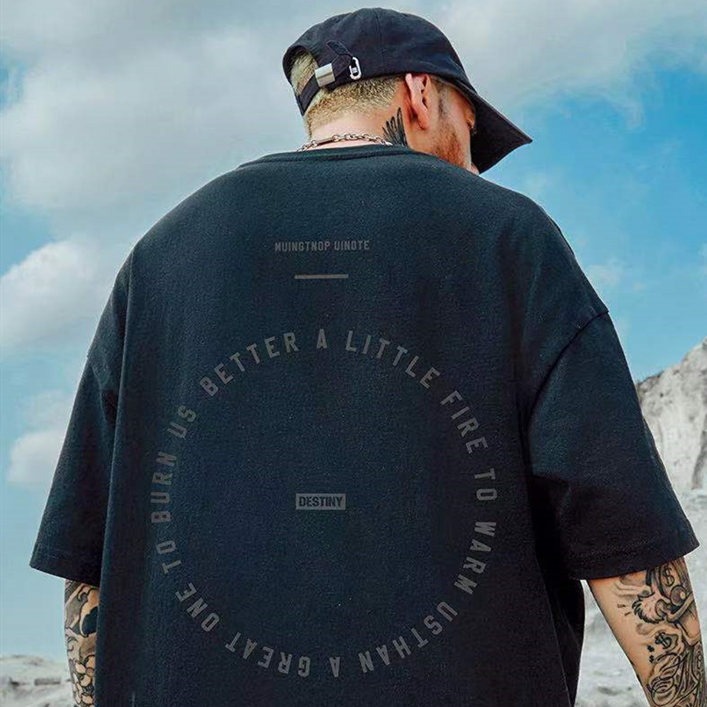C&J High Street Fashion Brand T-shirt allentata Fat Man Manica corta Uomo Fat Plus Manica 5/4 China-Chic Large_voghion.com