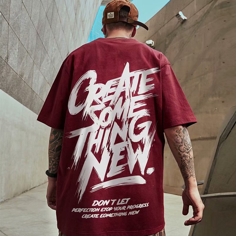 C&JNationale Mode BF-Stil große dicke Männer Kurzarm-T-Shirt Herrenmode Marke Halbarm-Oberteil Ins Studentenpaar_voghion.com