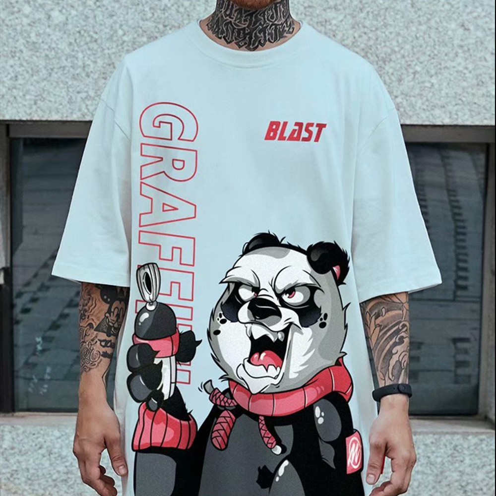 C&JAmerican Kurzarm T-Shirt Herren Sommer Street Graffiti Ins Fashion Hip Hop Lose T-Shirt Übergroße High Street Halbarm_voghion.com