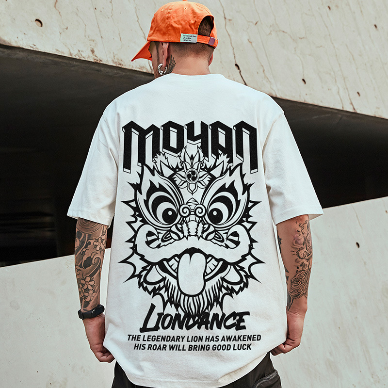 C&JFat Guy Große Herrenmode Neue Sommer Lässige High Street Loses T-Shirt Amerikanische Kurzarm Herren Fett Plus 5/4 Ärmel_voghion.com