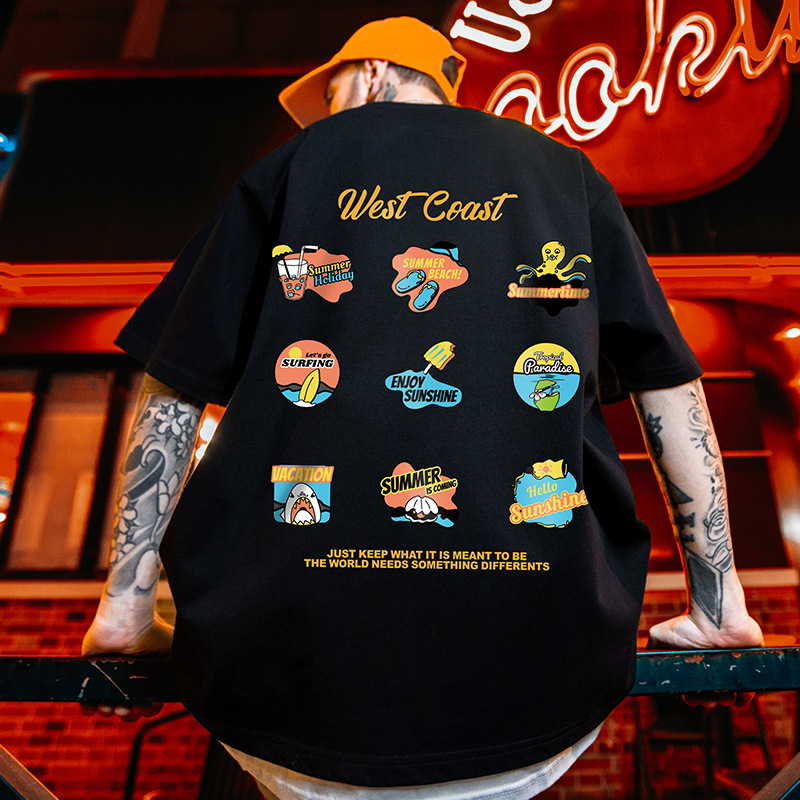 C&JGhost Face Oversize Fashion Brand Fat T-shirt a maniche corte da uomo grande e piccola da diavolo a mezza manica bianca_voghion.com