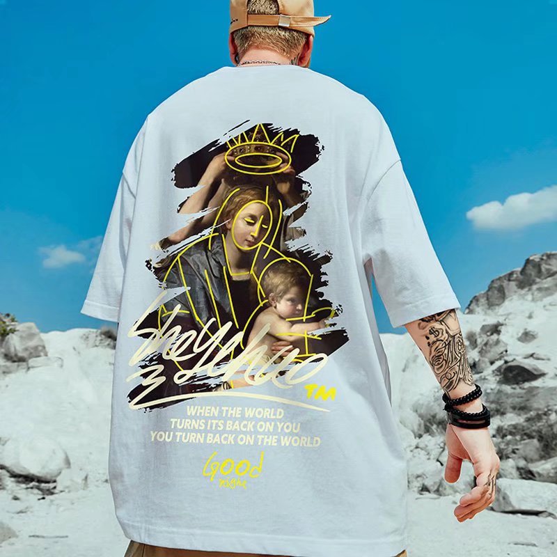C&J Sommer neue Ins-Stil Kurzarm T-Shirt Männer und Frauen Modemarke lose Liebhaber lässig halbe Ärmel T-Shirt 8XL_voghion.com