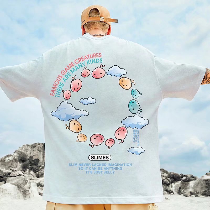 C&J Übergroße Modemarke, dicke Männer, große Größe, Hip-Hop, loses Ölgemälde, Kurzarm-T-Shirt, Mode, halbe Ärmel_voghion.com