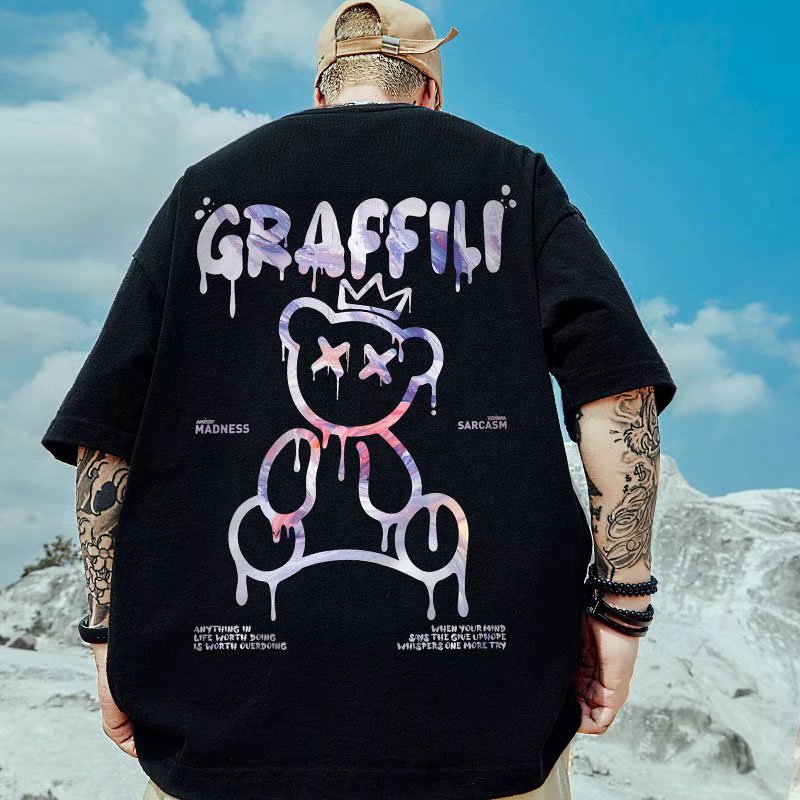 C&J Sommer neue Ins-Stil Kurzarm T-Shirt Männer und Frauen Modemarke lose Liebhaber lässig halbe Ärmel T-Shirt 8XL_voghion.com