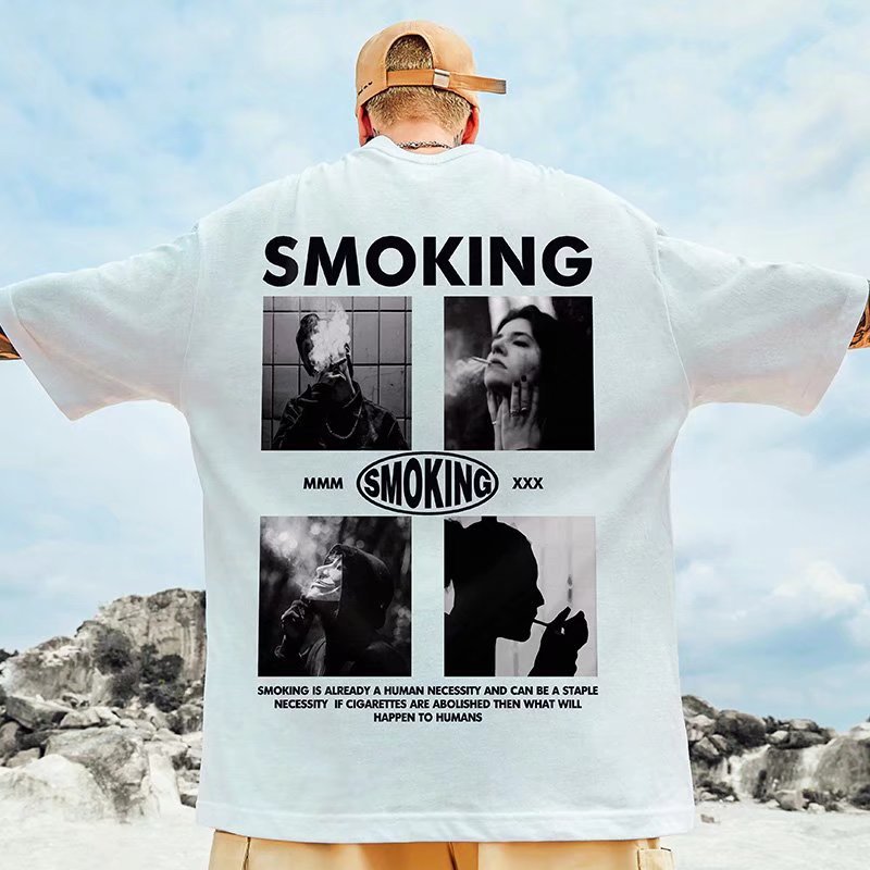 C&JOversize nationale Mode bedrucktes T-Shirt Herrenmode dunkle Abteilung personalisierte Paarmodemarke Kurzarm plus fette halbe Ärmel_voghion.com