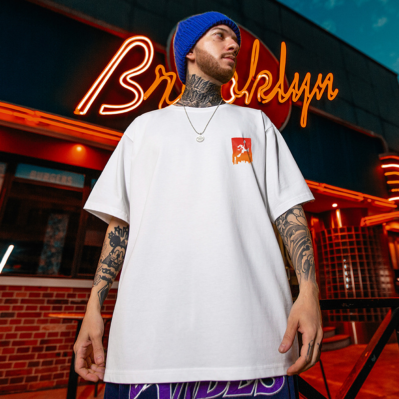 C&J Fashion Brand T-Shirt Herren INS Fashion Large Herren Fat Plus Oversize Kurzarm_voghion.com