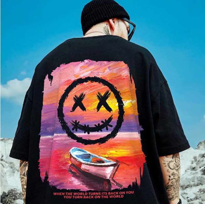 C&J Oversize modna znamka Hip Hop Devil T-shirt s kratkimi rokavi Moška modna ohlapna velika moška poletna majica s pol rokavi_voghion.com