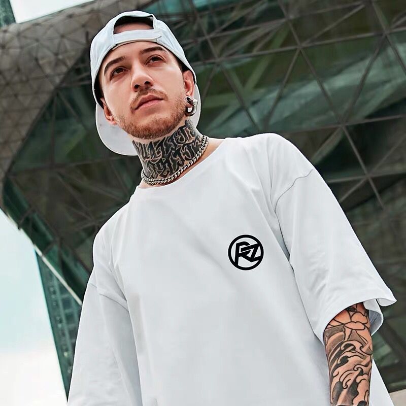 C&JSummer Großes Buchstaben-Druck-Hip-Hop-Kurzarm-T-Shirt Herrenmodemarke Loses großes Ins-Halbarm-T-Shirt Hübsches Oberteil_voghion.com