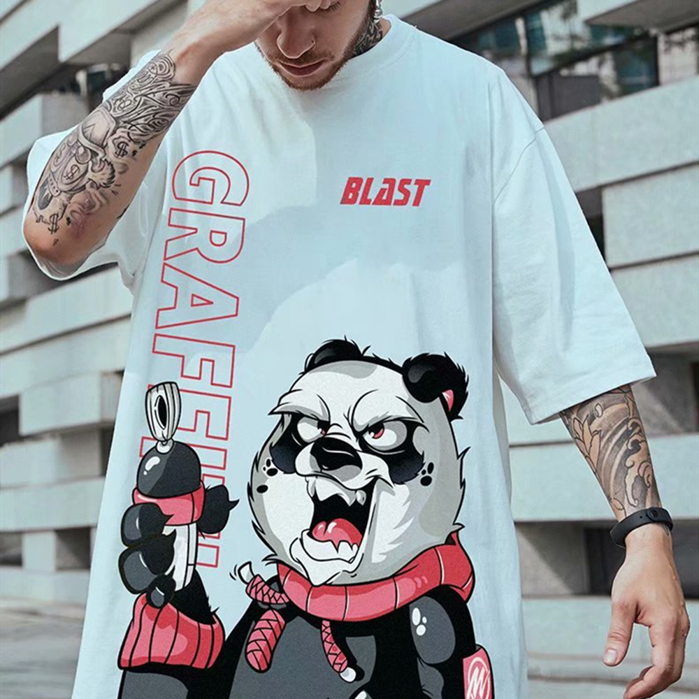 C&JAmerican Kurzarm T-Shirt Herren Sommer Street Graffiti Ins Fashion Hip Hop Lose T-Shirt Übergroße High Street Halbarm_voghion.com