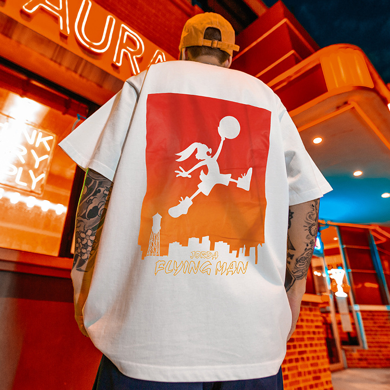 C&J Fashion Brand T-Shirt Herren INS Fashion Large Herren Fat Plus Oversize Kurzarm_voghion.com