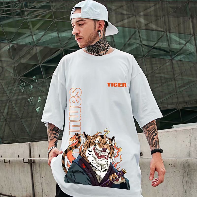 C&J Trendige Marke lockeres T-Shirt Fat Man Kurzarm Herren plus Fat Five Quarter Sleeve Large Herren Sommer_voghion.com