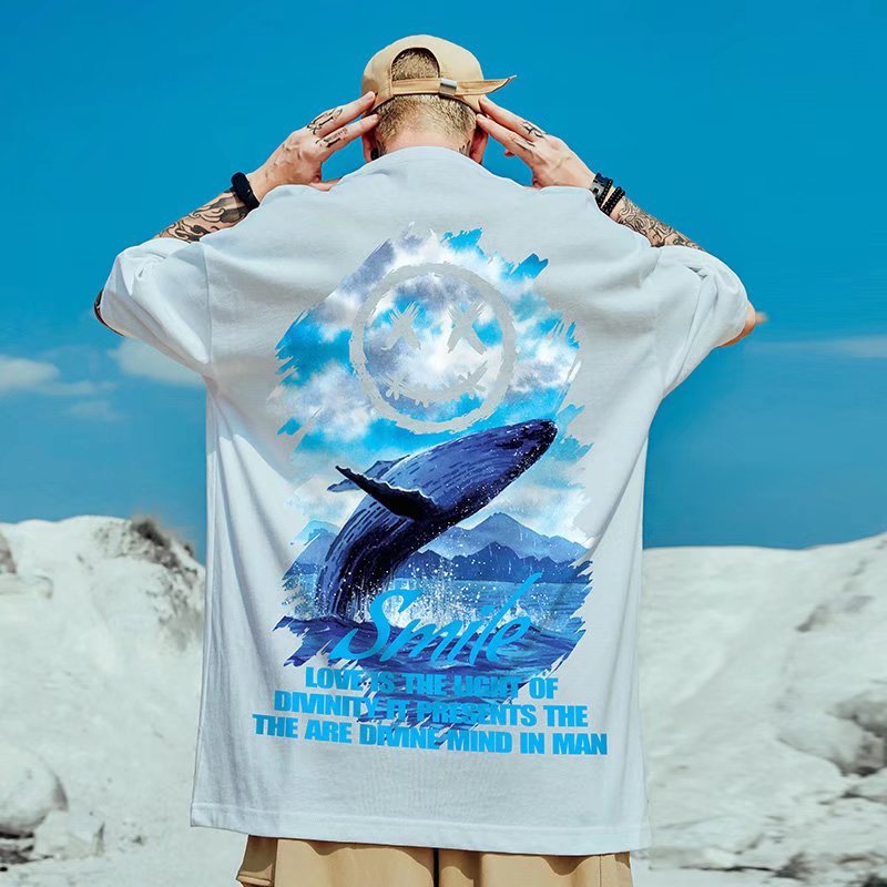 C&JLarge Short Sleeve Men's Fashion Brand Fashion Little Devil 300kg Fat Men's Summer Loose Oversize Half Sleeve T-shirt_voghion.com