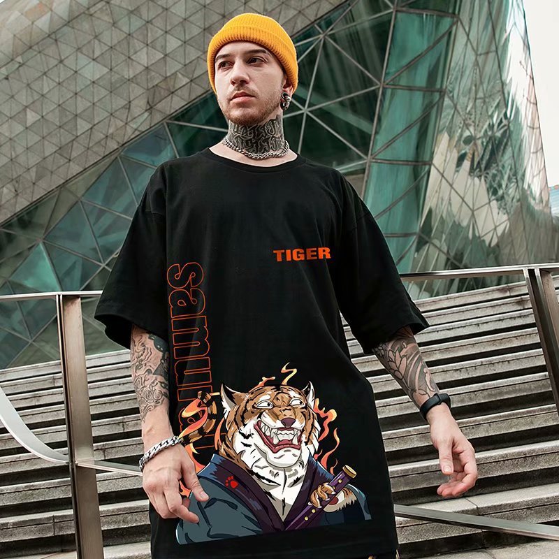 C&J Trendige Marke lockeres T-Shirt Fat Man Kurzarm Herren plus Fat Five Quarter Sleeve Large Herren Sommer_voghion.com