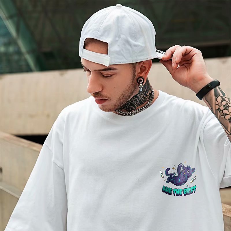 C&J Trendige Marke lockeres T-Shirt Fat Man Kurzarm Herren plus Fat Five Quarter Sleeve Large Herren Sommer_voghion.com
