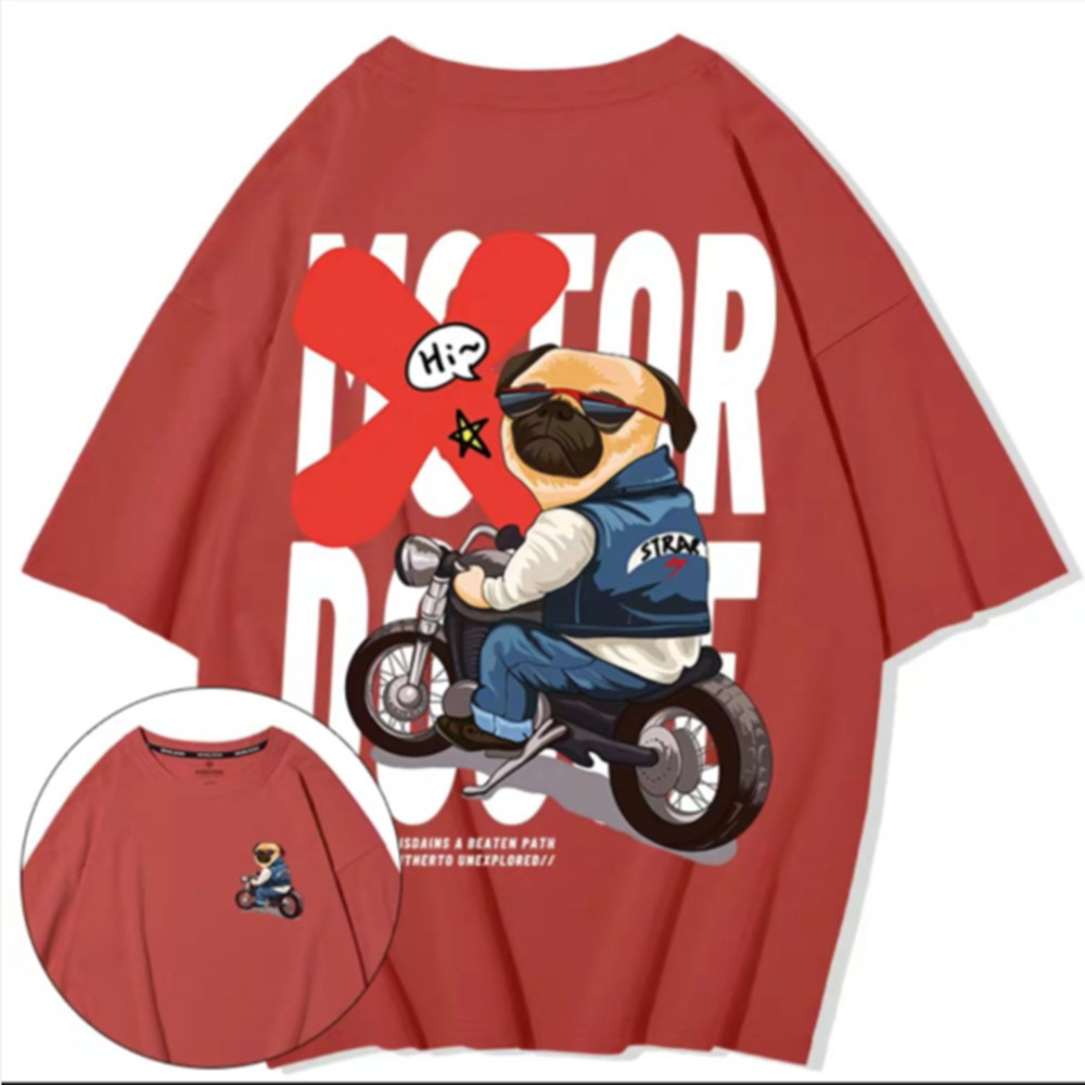 C&JSummer 2023 Little Bear Kurzarm-T-Shirt für Herren, lockere Modemarke, ins halbe Ärmel, großes, dickes Herren-Fat-Trend-T-Shirt_voghion.com