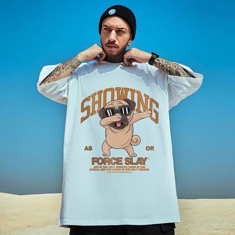 Oversized Men's T-shirt American Fashion Loose Fit Short Sleeve_voghion.com