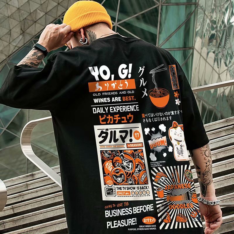 C & JOversize marque de mode américaine gros vêtements pour hommes chine-Chic Couple ample à manches courtes T-shirt Chaoins demi manches 8XL_voghion.com