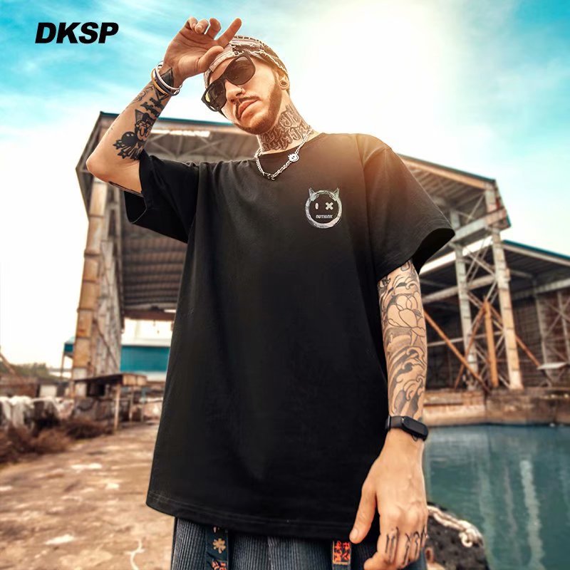 C&J T-Shirt Kurzarm Herren Große Modemarke Loose Ins Fashion Dicke Herren Sommer Plus US Halbarm_voghion.com