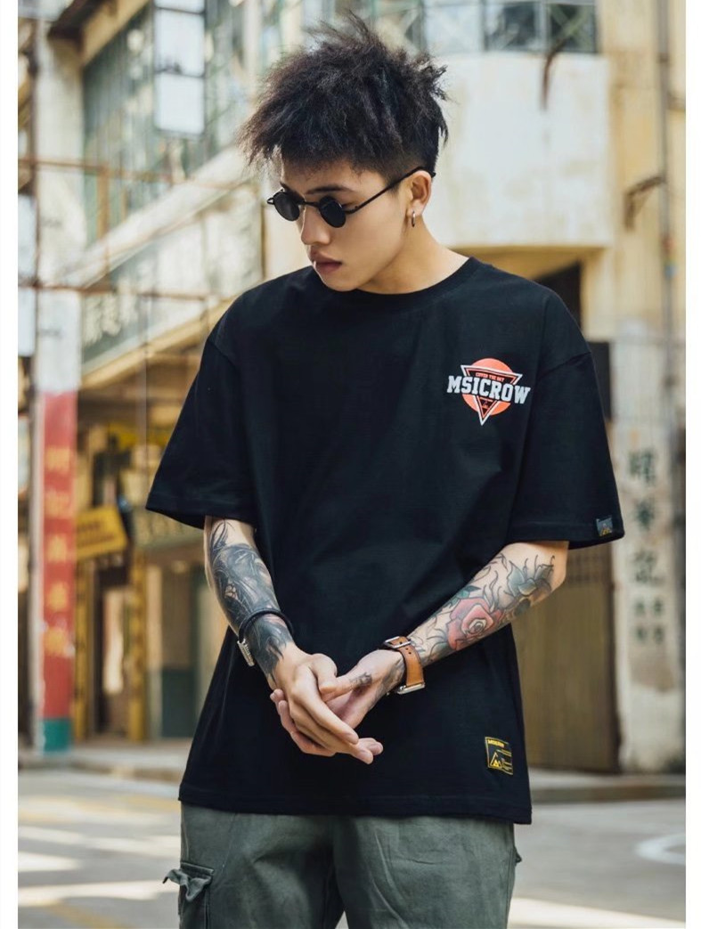 C&JHigh Street Fashion Marke Mode Ins Fett Kurzarm T-Shirt Herrenmode Sommer Nationale Mode Lose Große Herren Halbarm 8XL_voghion.com