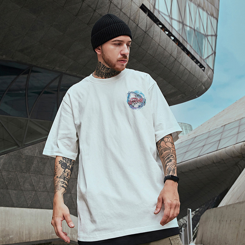 C&JOversize-Modemarke, dicke Herrenbekleidung, große Größe, Guochao, Hip-Hop, lockeres Kurzarm-T-Shirt, Astronauten-Halbarm-Mode_voghion.com