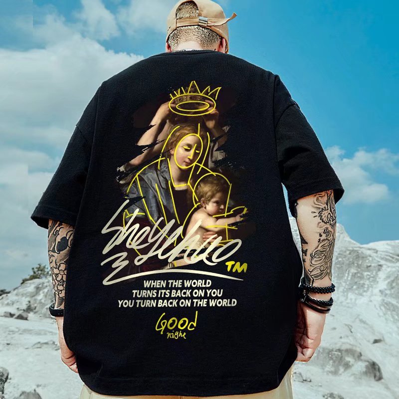 C&J Sommer neue Ins-Stil Kurzarm T-Shirt Männer und Frauen Modemarke lose Liebhaber lässig halbe Ärmel T-Shirt 8XL_voghion.com
