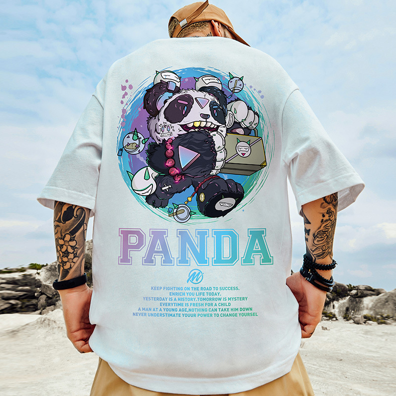 C&JHigh Street Fashion Brand Loose T-shirt Fat Short Sleeve Men's Fat Plus Sleeve Oversize Couples Large Men's Wear_voghion.com