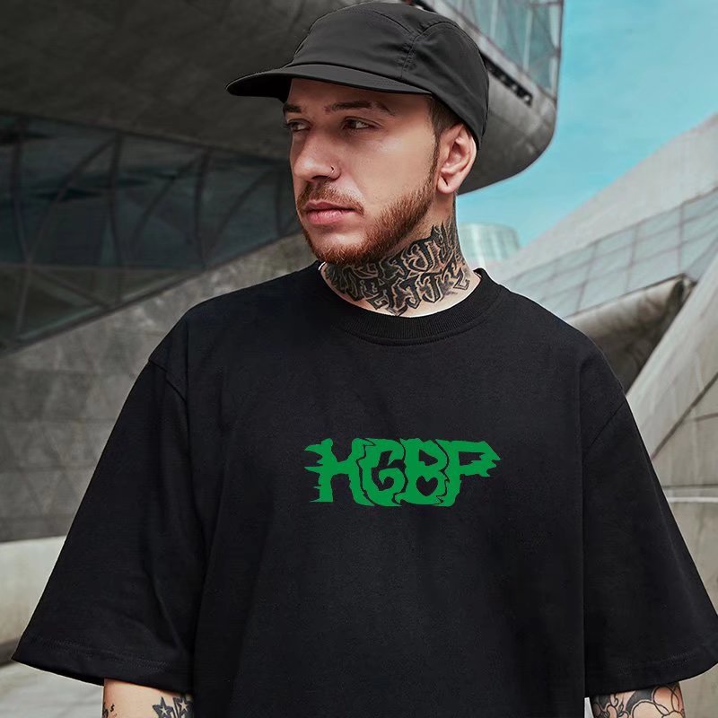 C & JAmerican Street Fashion Brand Hip Hop Fried Street Dark Black High Street T-shirt Homme INS Fashion Large Plus_voghion.com
