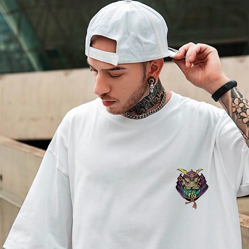 C&JSummer Großes Buchstaben-Druck-Hip-Hop-Kurzarm-T-Shirt Herrenmodemarke Loses großes Ins-Halbarm-T-Shirt Hübsches Oberteil_voghion.com